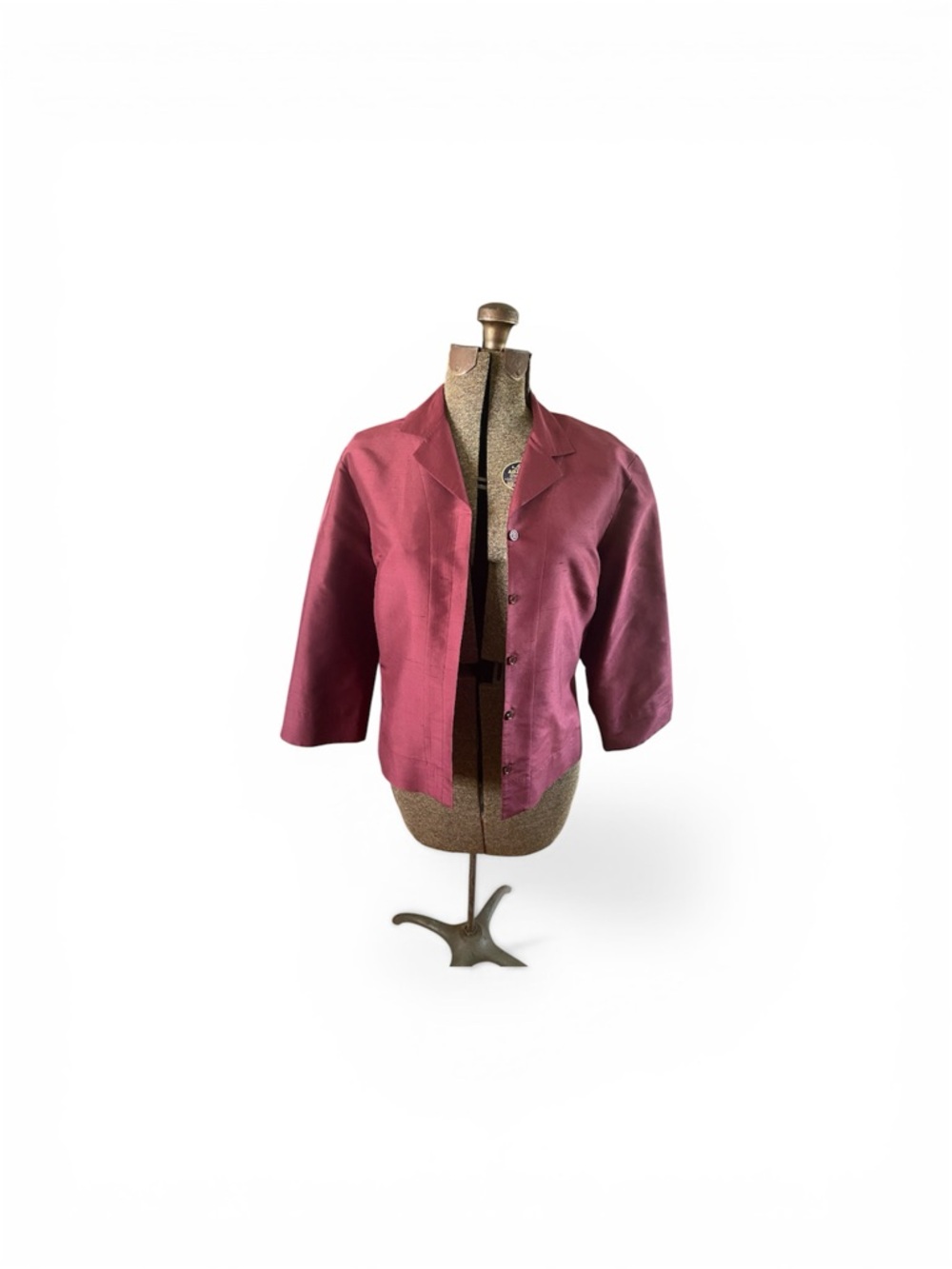 Vintage Laura Ashley 100% Silk Jacket Blouse Deep Burgundy 90s Preppy Workwear